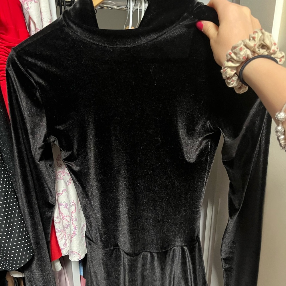 Black Velvet Long Sleeve figure skating dress mondor